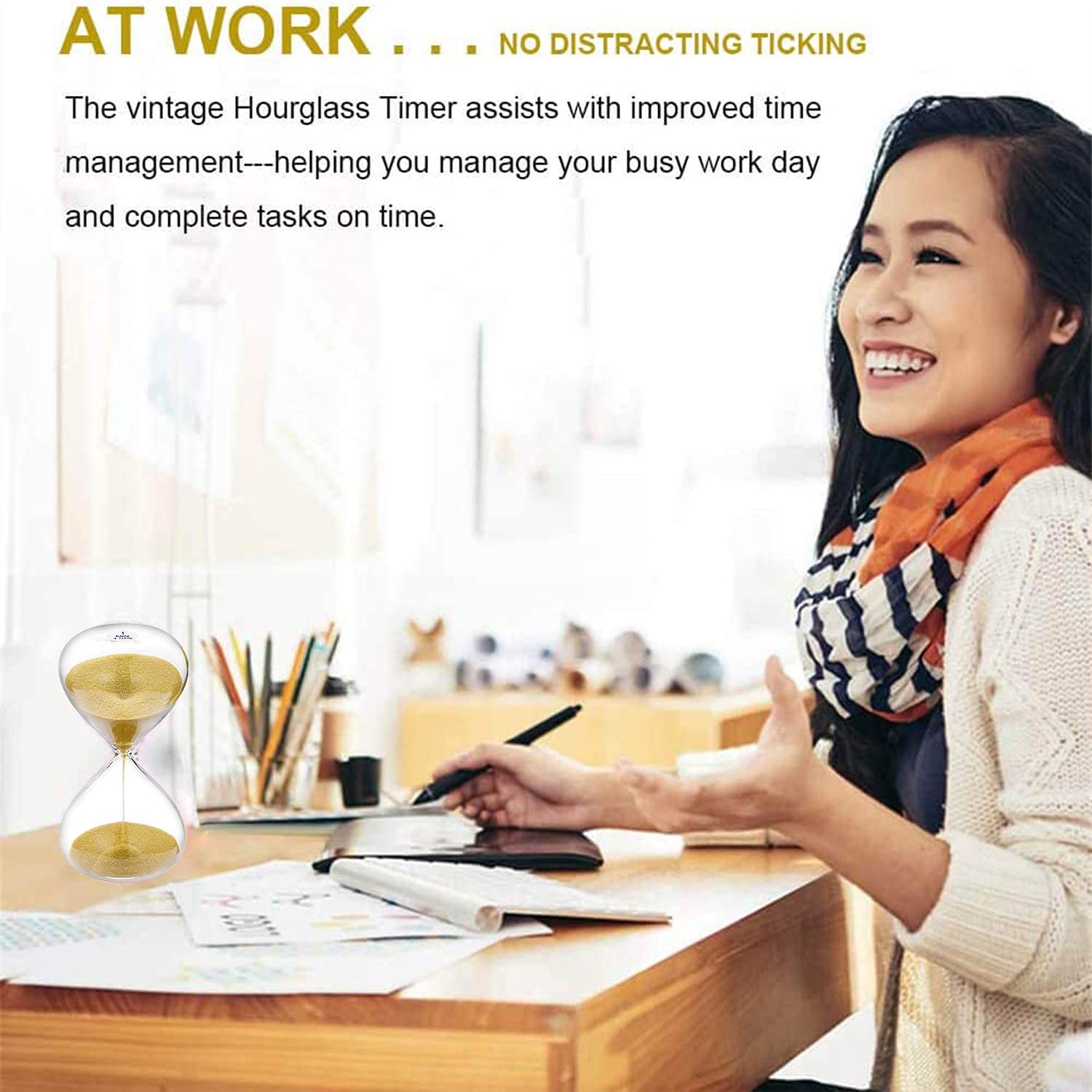 Suliao Sand Timer 15 Minute Hourglass: 5.1 Inch Gold Sand Clock, Large Sand Watch 15 Min, Hour Glass Sandglass For Kids, Games,